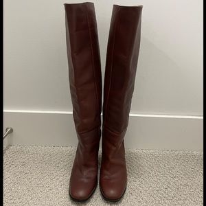 Pre-loved Rachel Comey Carta Mahogany Red Brown Leather Knee High Boots Size 5